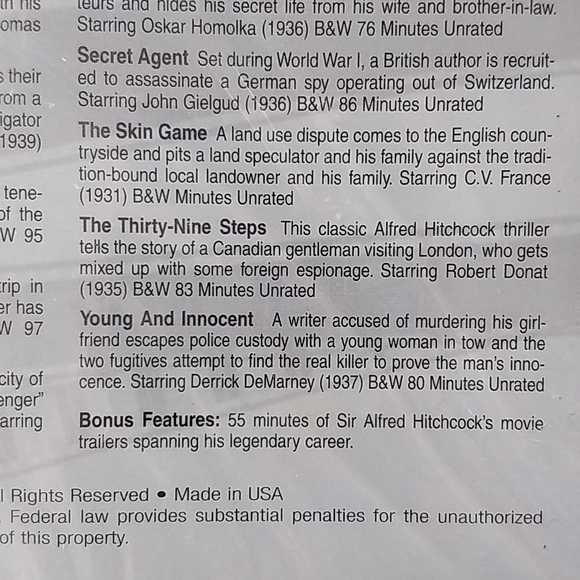 Alfred Hitchcock: The Legend Begins, 20 movies on 4 DVDs, Factory Sealed box set - Picture 9 of 12